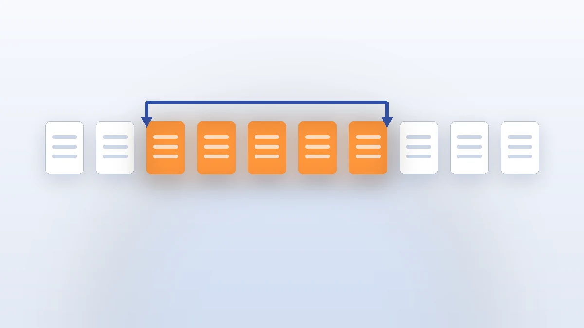 Page-range anatomy: a sequence of PDF pages with a contiguous highlighted block showing the selected From and To range