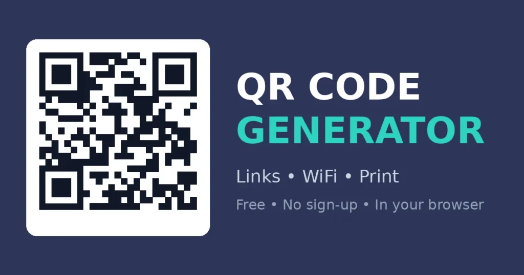 QR Code Generator — create QR codes for links, WiFi and print, free in your browser